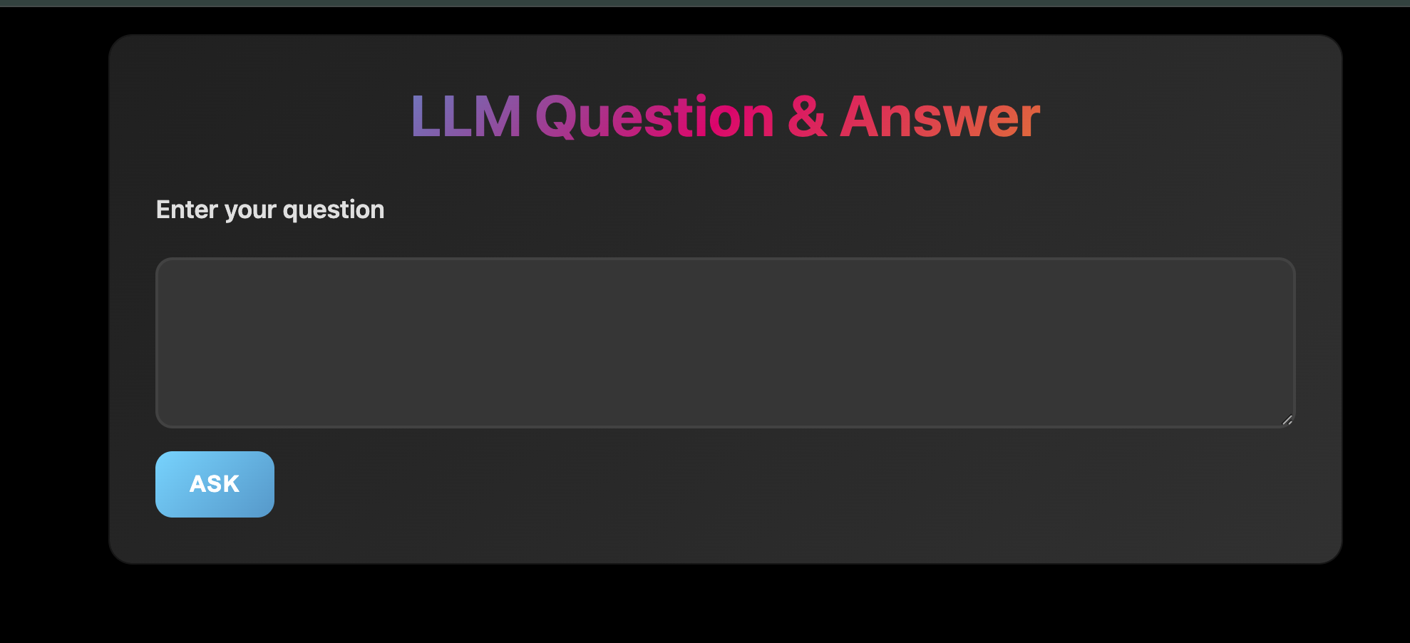 LLM Q&A Application interface